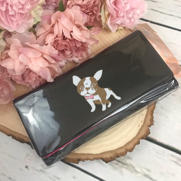 Black Vegan Leather Black & White Dog Clutch Wallet - Picture 9 of 10
